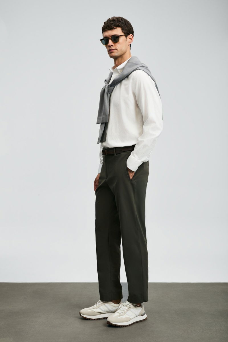 Lufian Erkek Daren Smart Slim Fit Chino Pantolon 112190340 Haki - 2