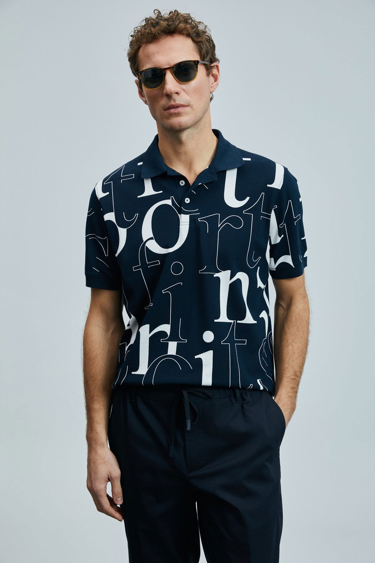 Lufian Erkek Dıamond Smart Polo T-Shirt 111040219 Lacivert - 1