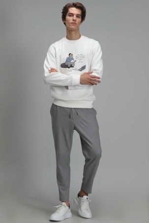 Lufian Erkek Donovan Sweatshirt 627112030078 Kırık Beyaz - 3