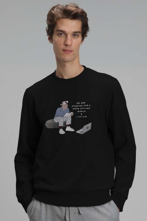 Lufian Erkek Donovan Sweatshirt 627112030078 Siyah - 1