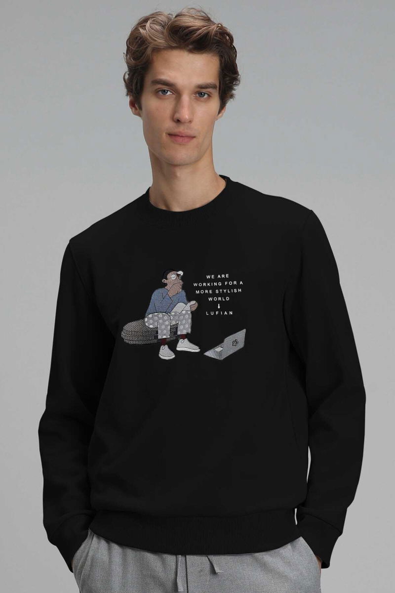 Lufian Erkek Donovan Sweatshirt 627112030078 Siyah - 1