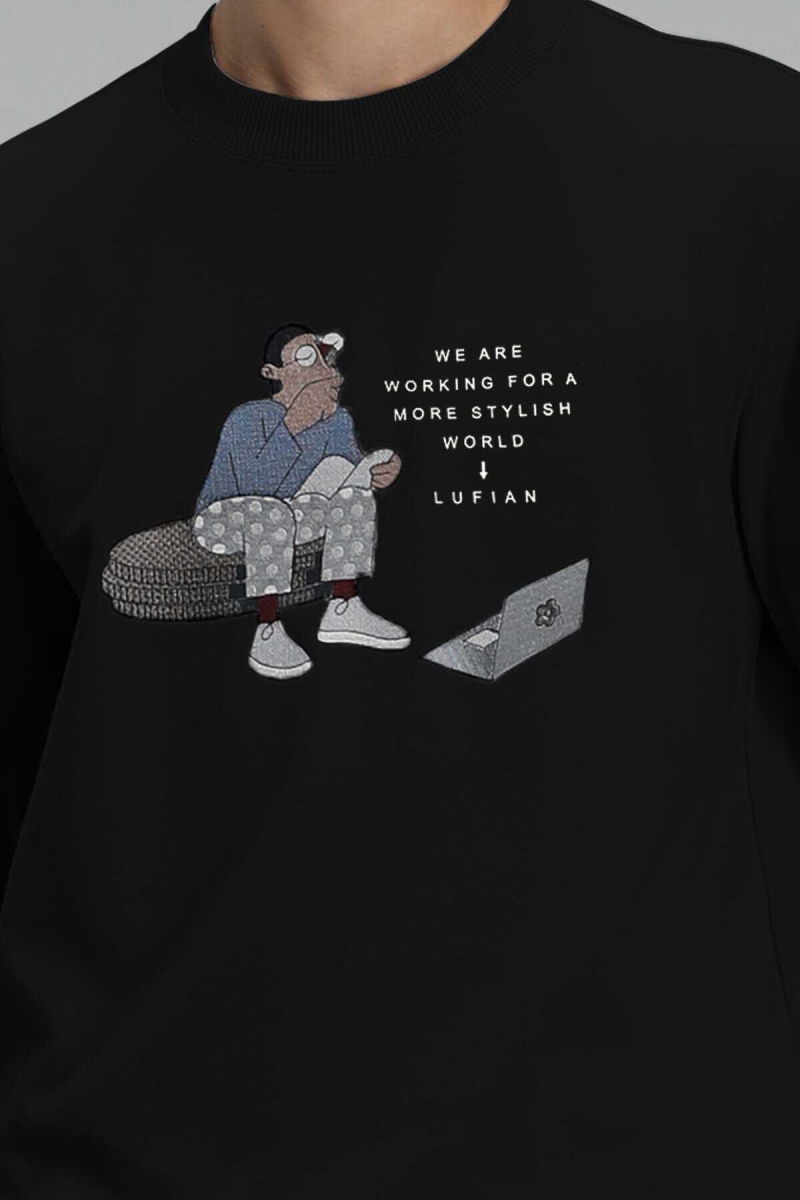 Lufian Erkek Donovan Sweatshirt 627112030078 Siyah - 3
