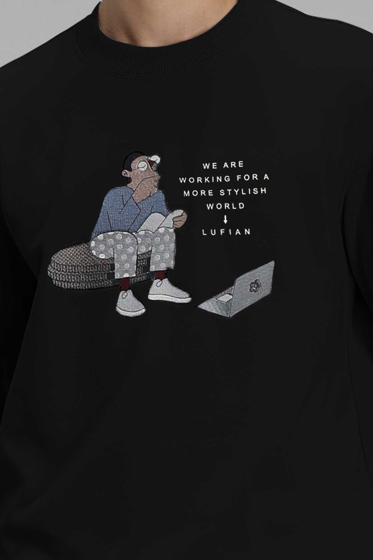 Lufian Erkek Donovan Sweatshirt 627112030078 Siyah - 3