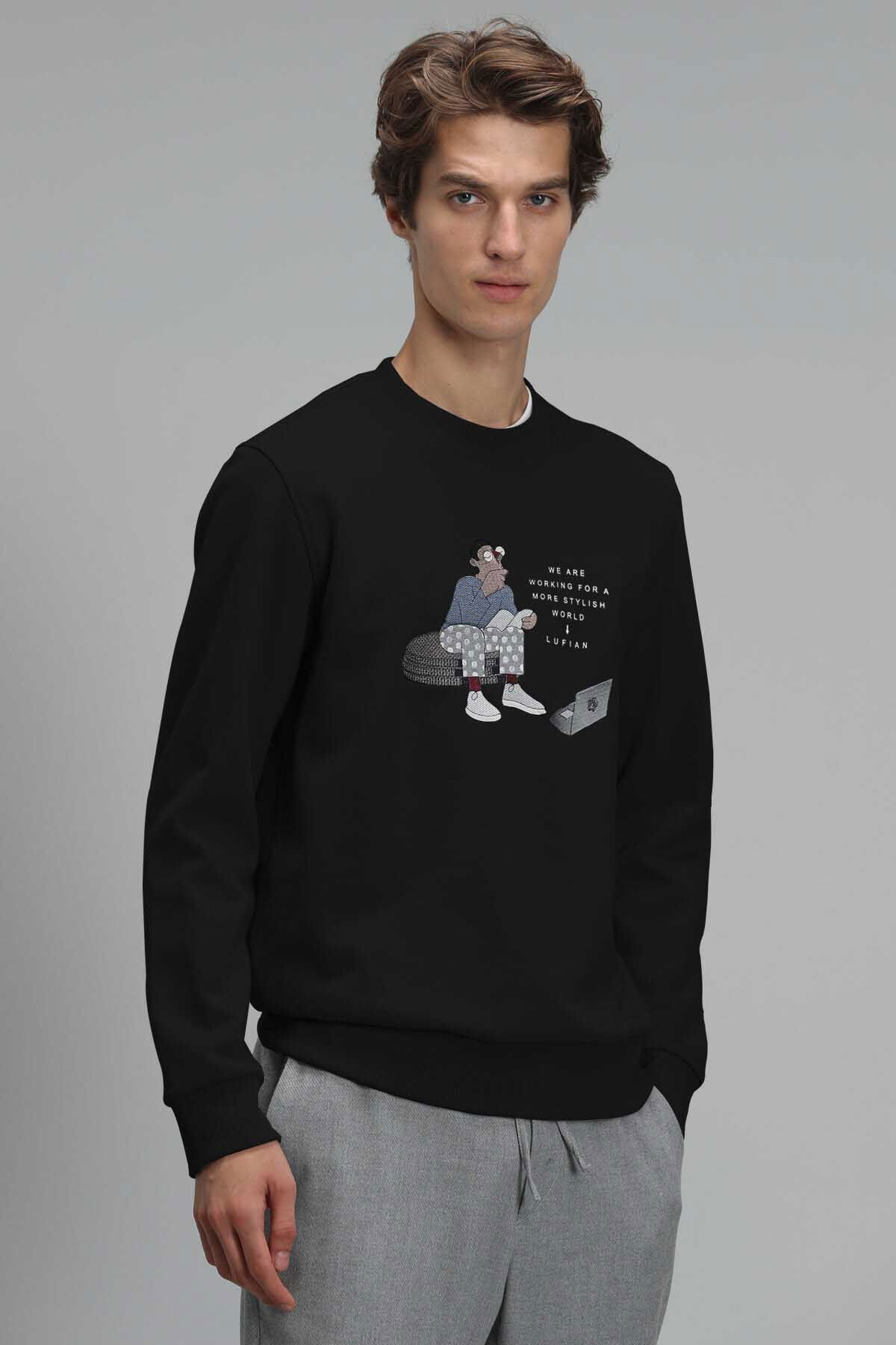 Lufian Erkek Donovan Sweatshirt 627112030078 Siyah - 4