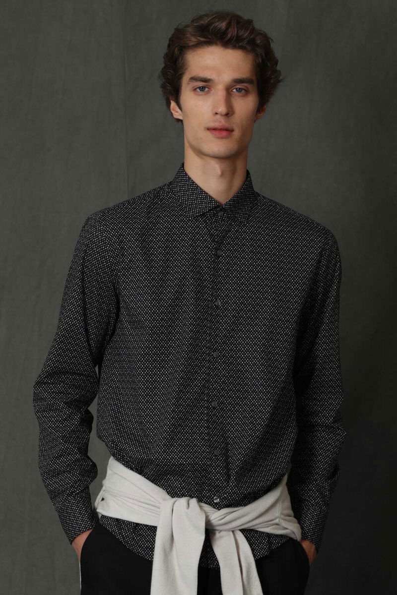 Lufian Erkek Felıx Basic Comfort Slim Fit Gömlek 627112010582 Siyah - 1