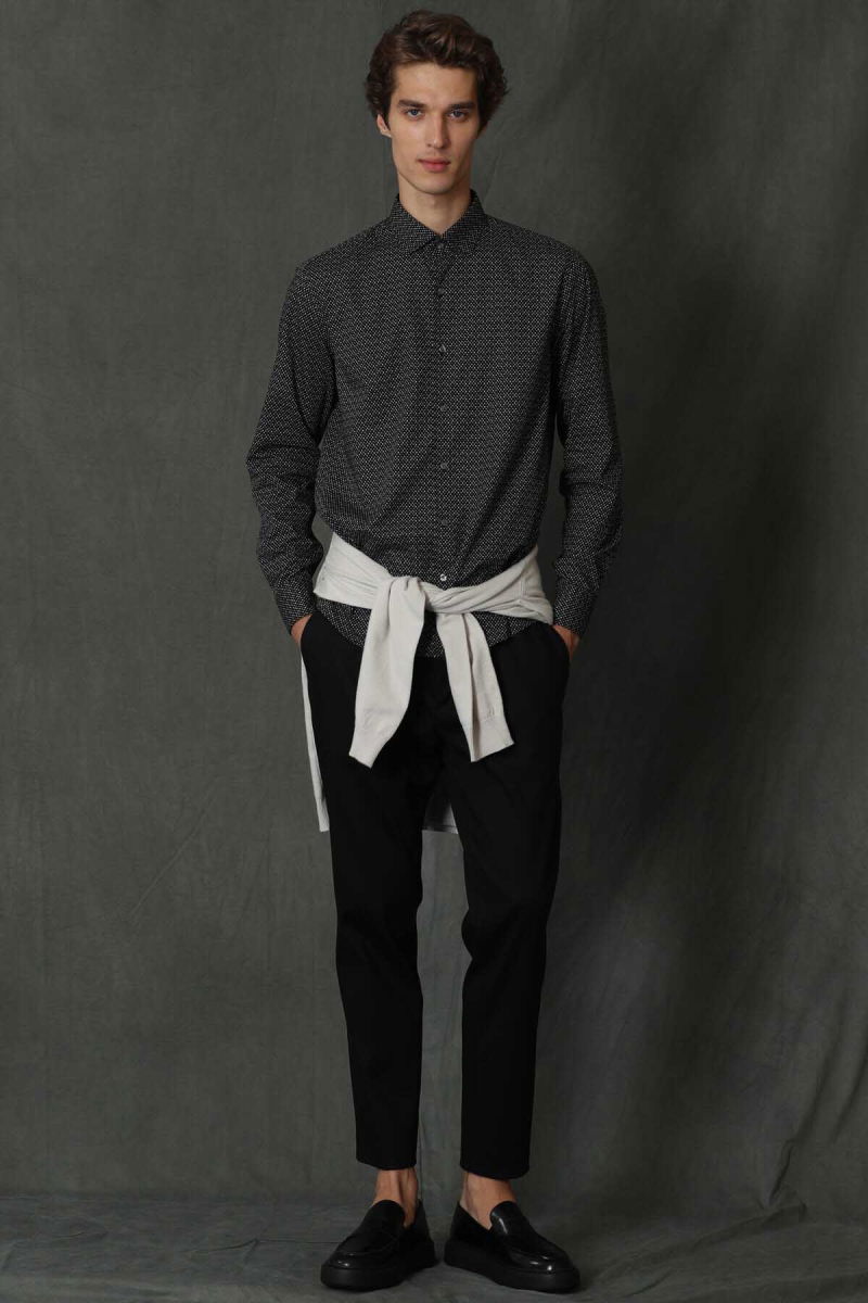 Lufian Erkek Felıx Basic Comfort Slim Fit Gömlek 627112010582 Siyah - 2