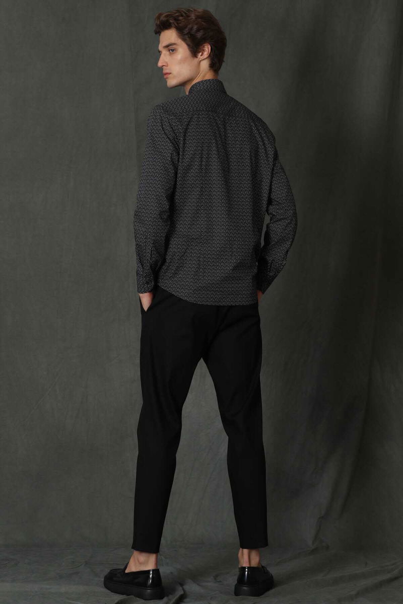 Lufian Erkek Felıx Basic Comfort Slim Fit Gömlek 627112010582 Siyah - 4