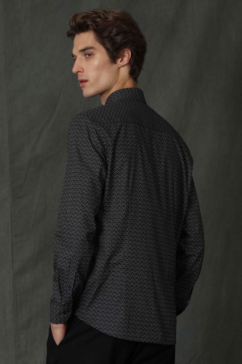 Lufian Erkek Felıx Basic Comfort Slim Fit Gömlek 627112010582 Siyah - 5