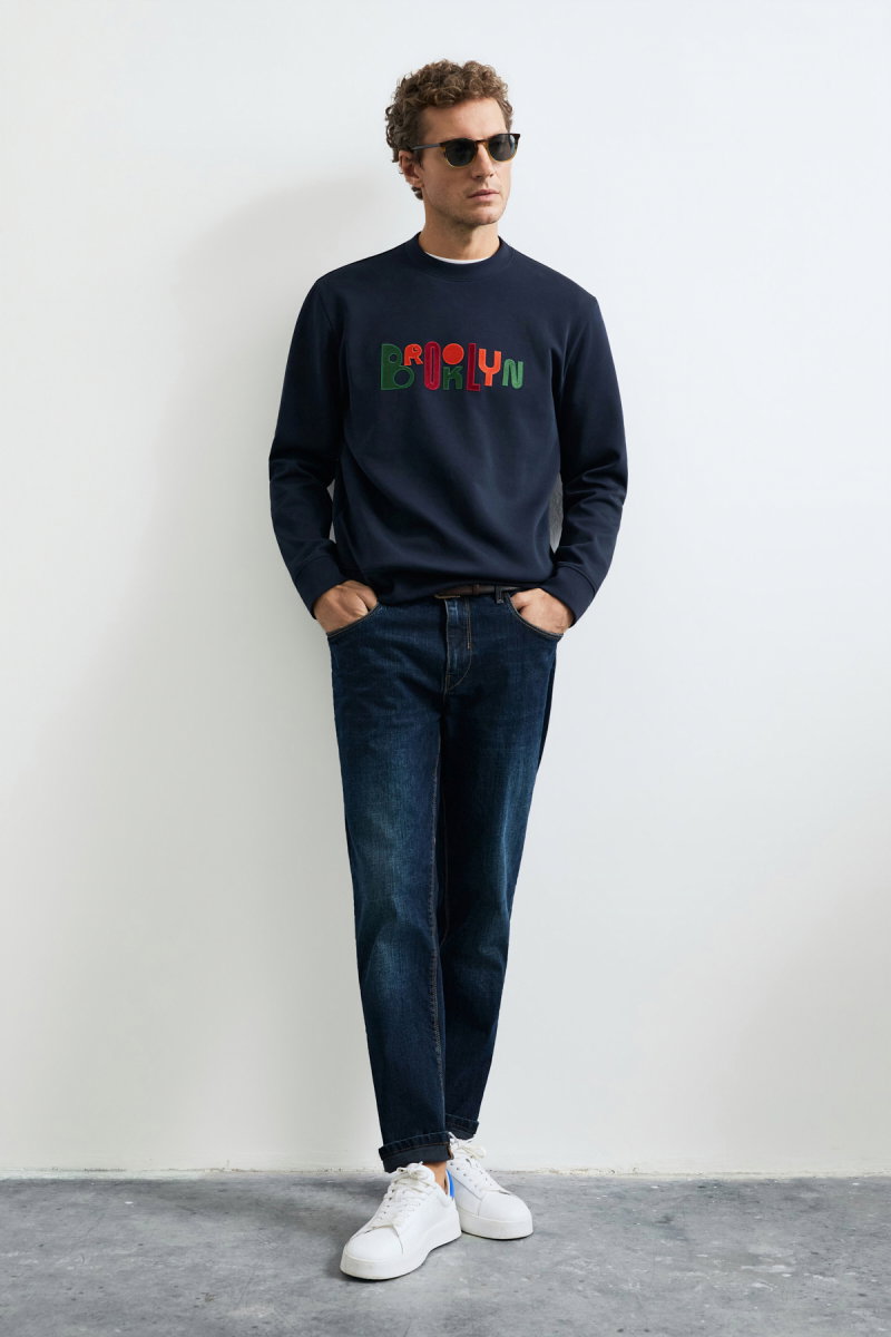 Lufian Erkek Fınn Sweatshirt 112030202 Lacivert - Lufian