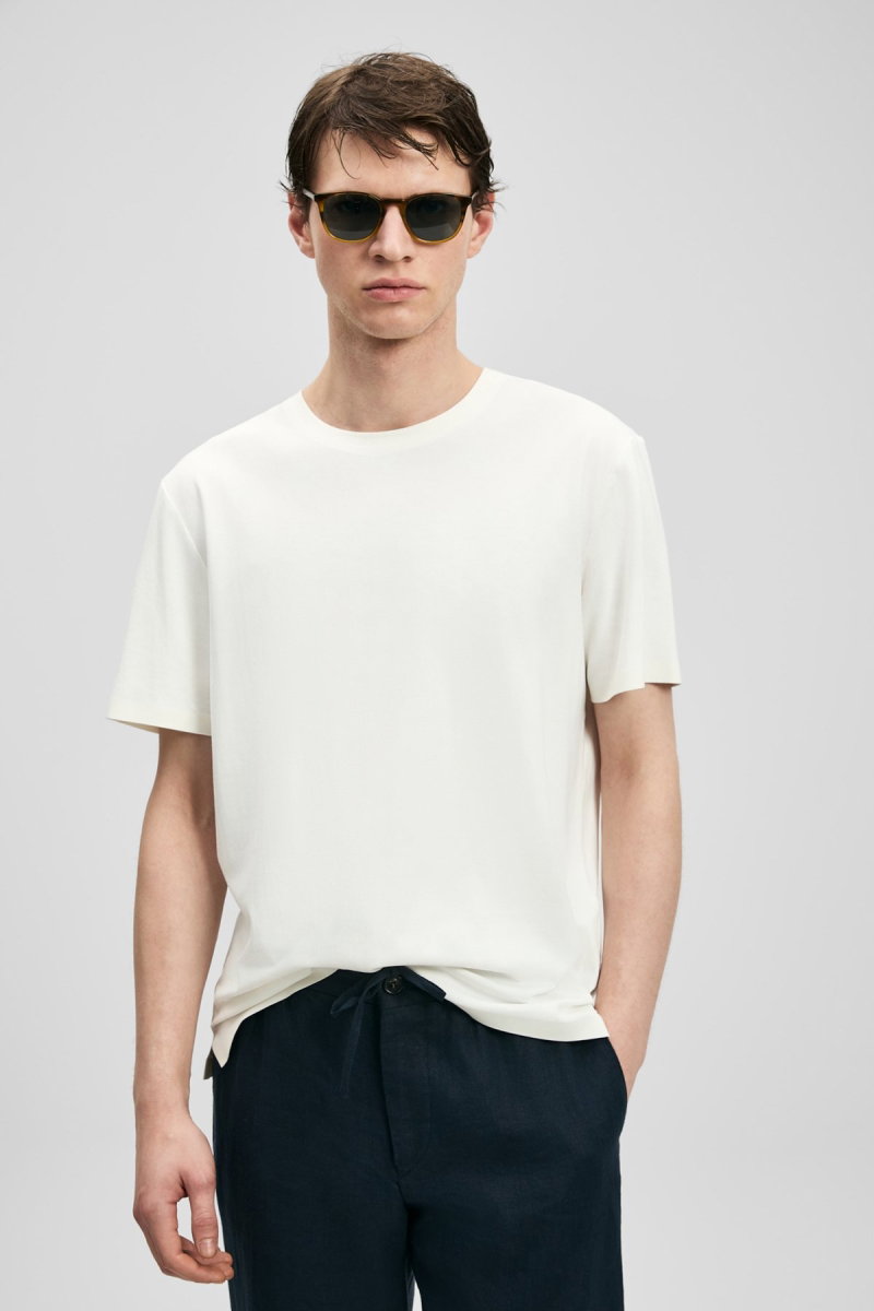Lufian Erkek Fınto Modern Grafik T-Shirt 111020323 Beyaz - Lufian