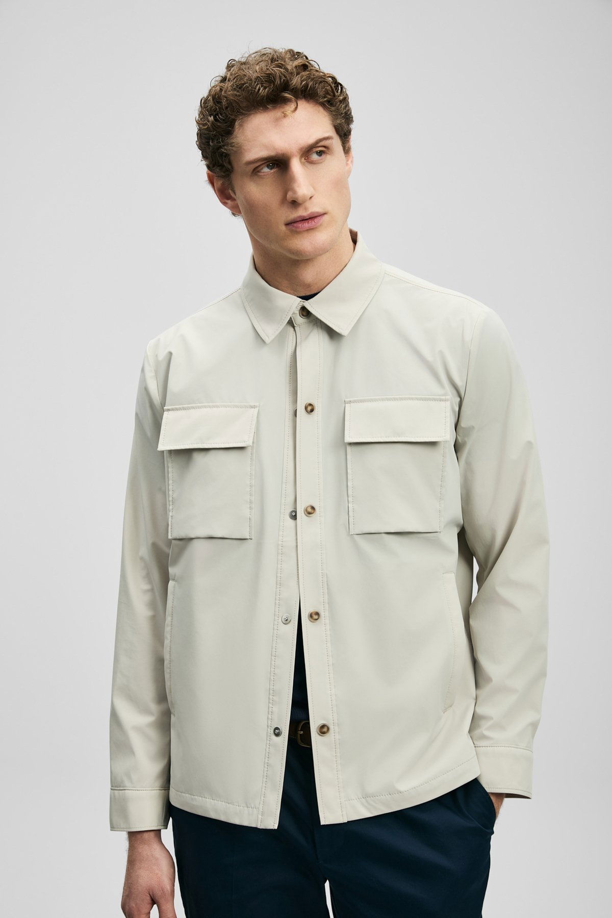 Lufian Erkek Flex Gömlek Ceket 111120072 Taş - 2