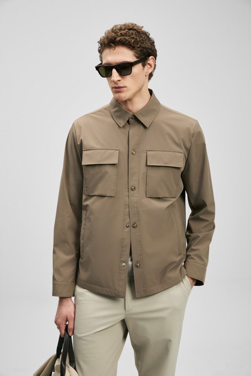 Lufian Erkek Flex Gömlek Ceket 111120072 Toprak - Lufian