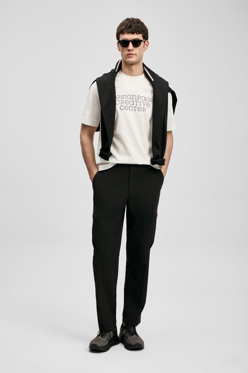 Lufian Erkek Frank Modern Grafik T-Shirt 111020284 Kırık Beyaz - Lufian