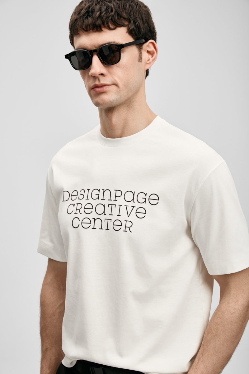 Lufian Erkek Frank Modern Grafik T-Shirt 111020284 Kırık Beyaz - 2