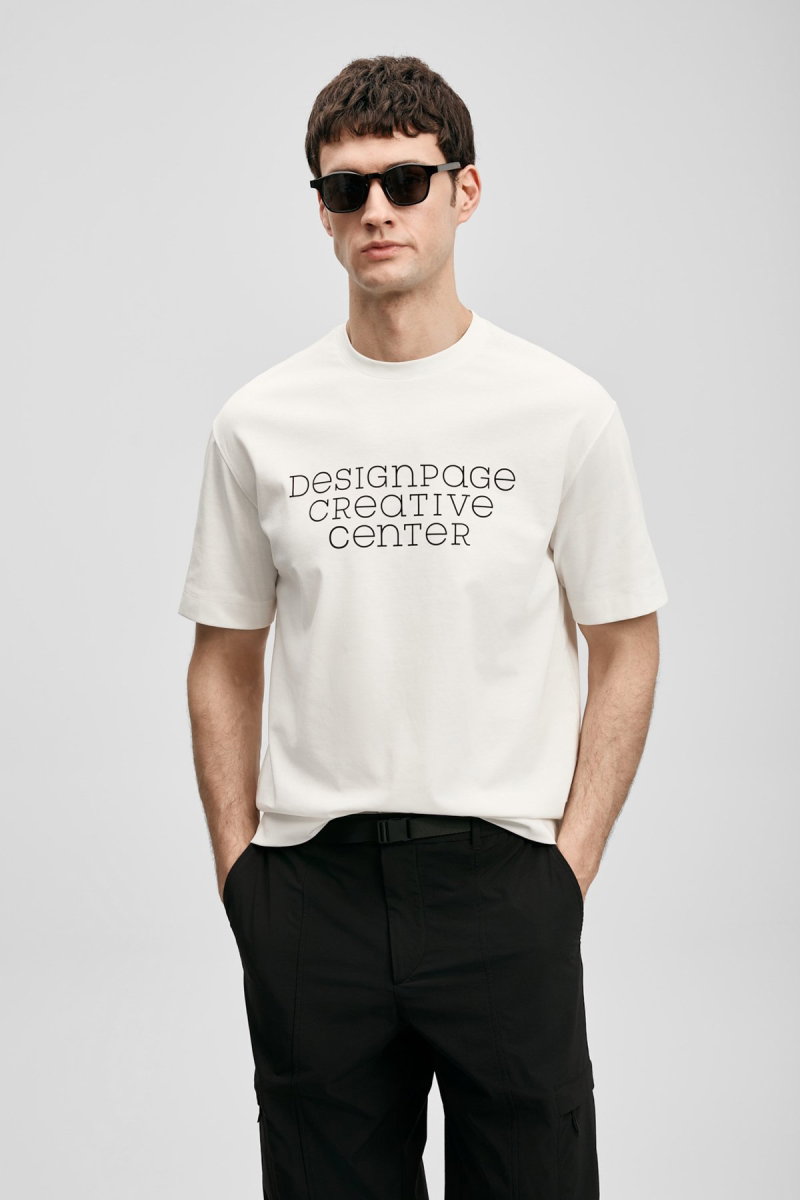 Lufian Erkek Frank Modern Grafik T-Shirt 111020284 Kırık Beyaz - 3