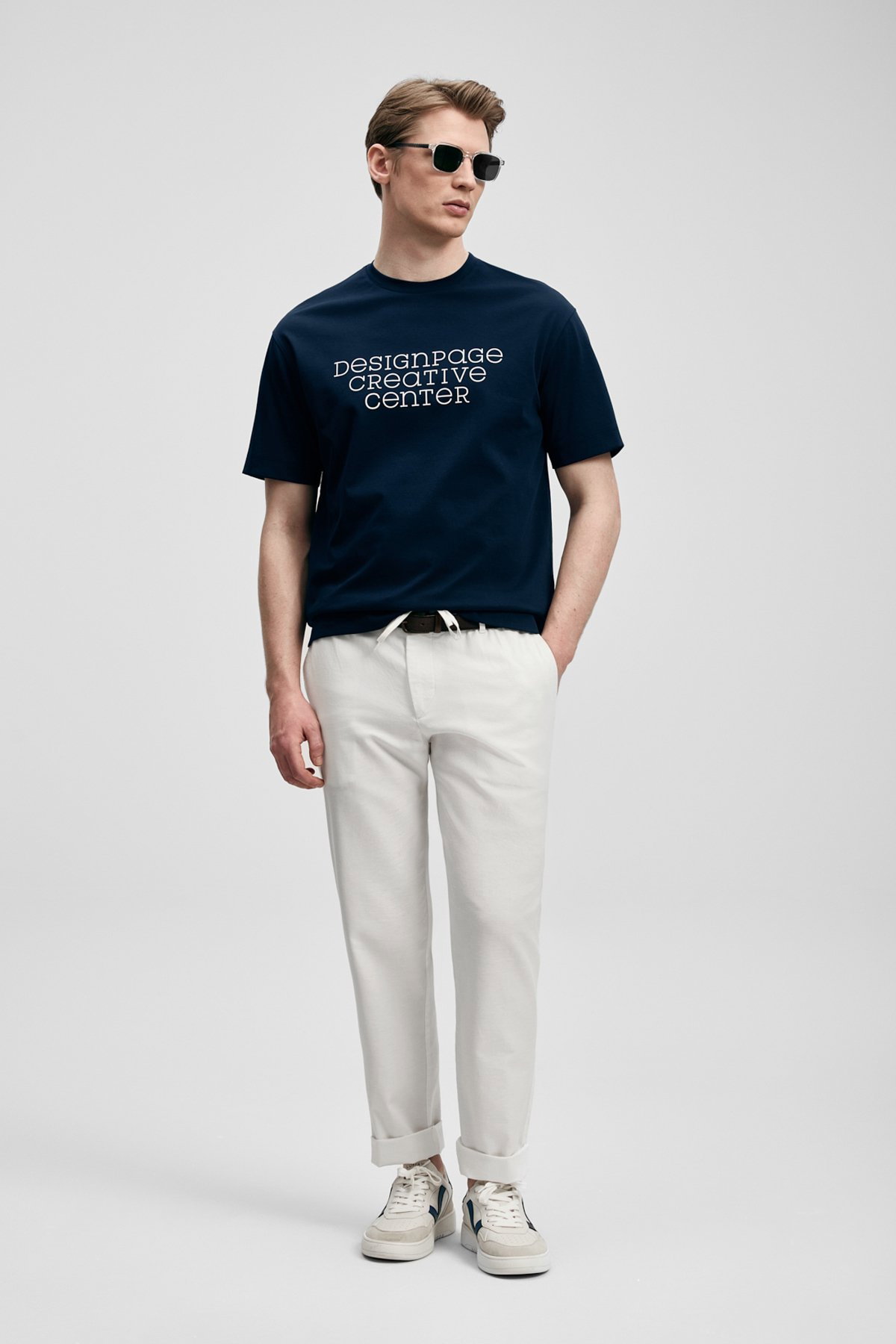 Lufian Erkek Frank Modern Grafik T-Shirt 111020284 Lacivert - 2