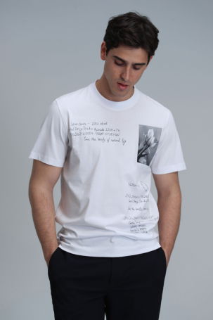 Lufian Erkek Fred Modern Grafik T-Shirt 111020219 Beyaz - 3