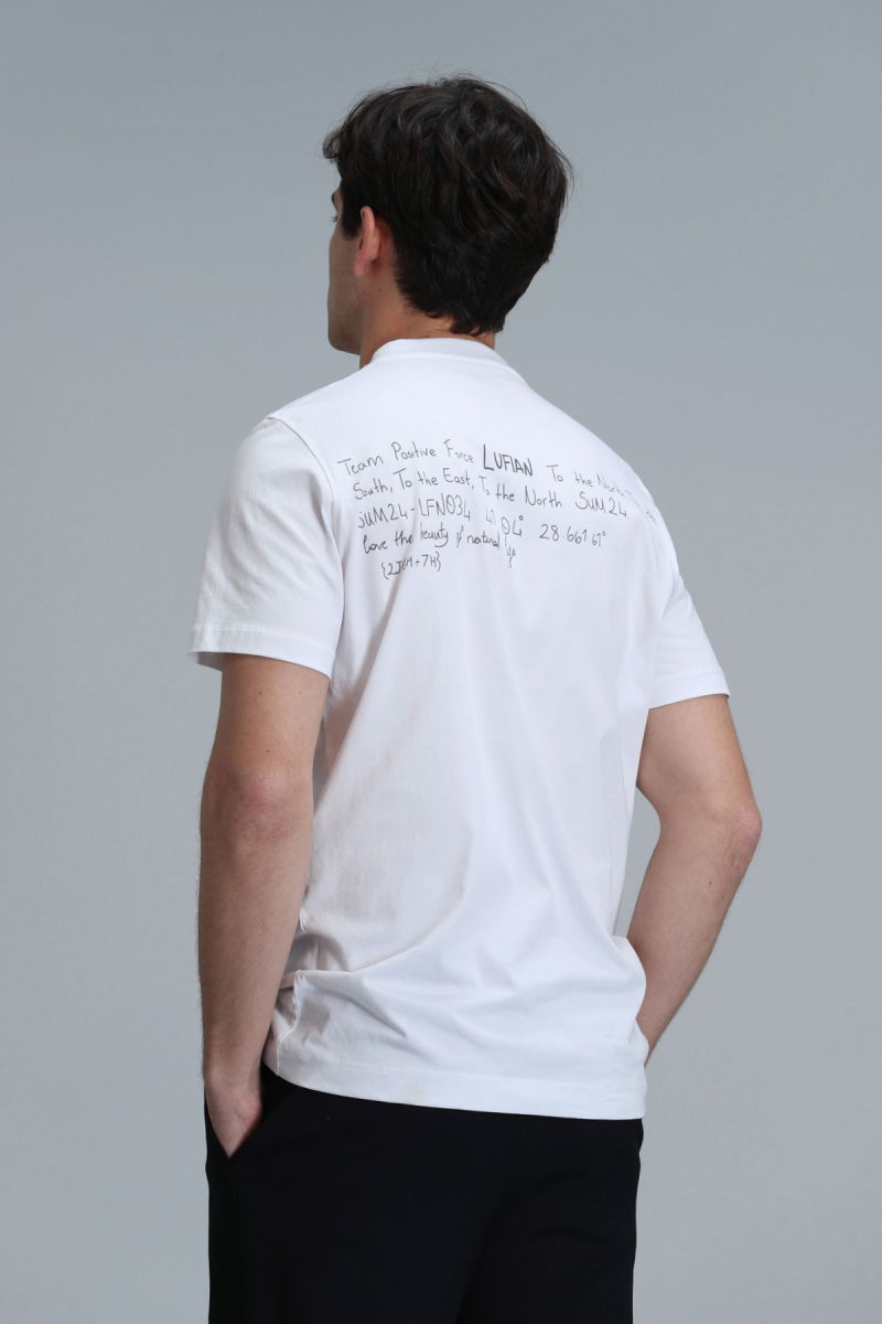 Lufian Erkek Fred Modern Grafik T-Shirt 111020219 Beyaz - 4