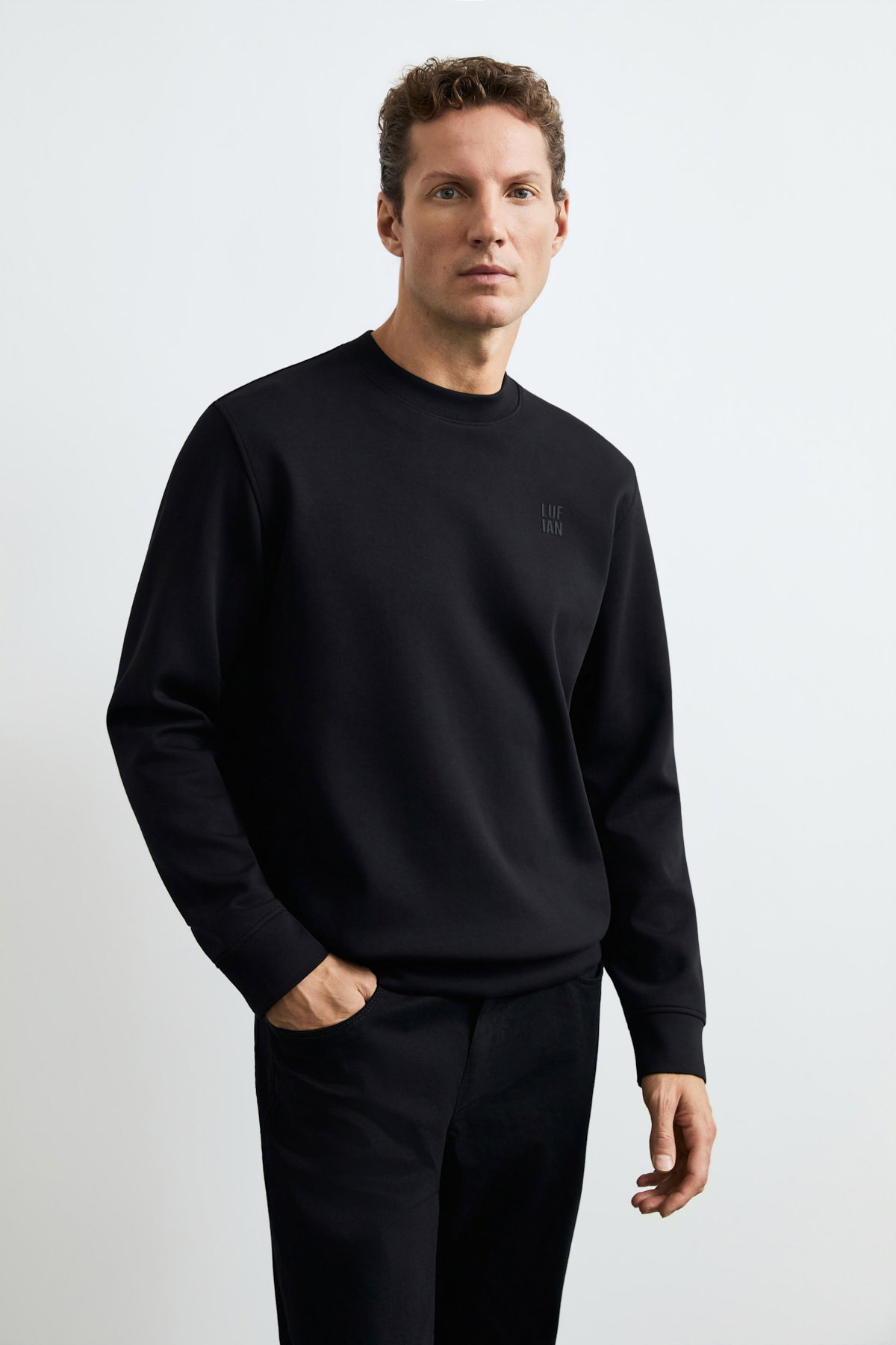 Lufian Erkek Grand Sweatshirt 112030192 Siyah - 1
