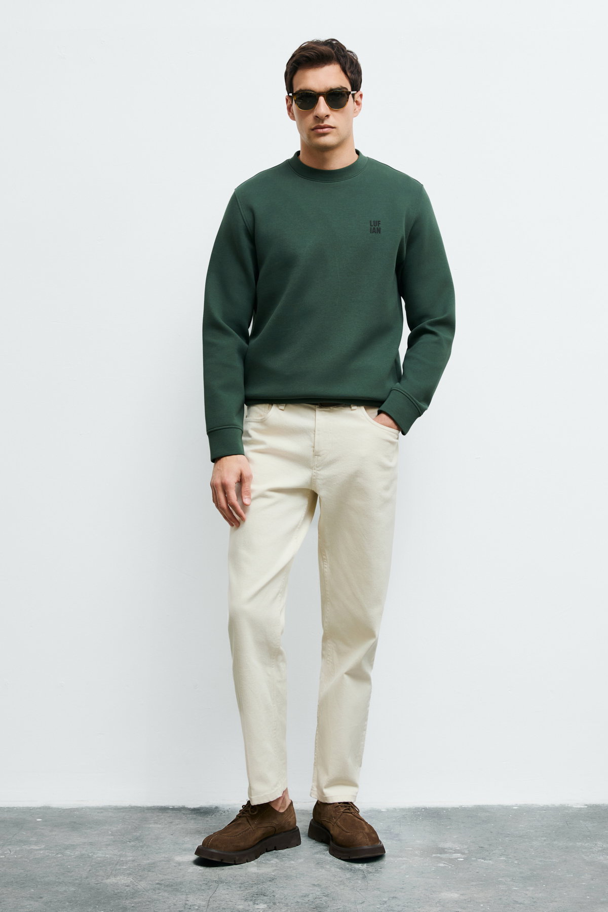 Lufian Erkek Grand Sweatshirt 112030192 Yeşil - 1