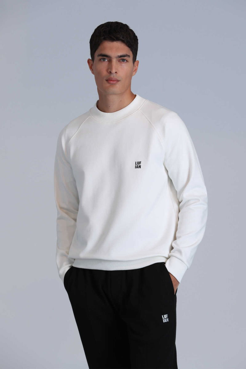 Lufian Erkek Grant Sweatshirt 112030154 Kırık Beyaz 