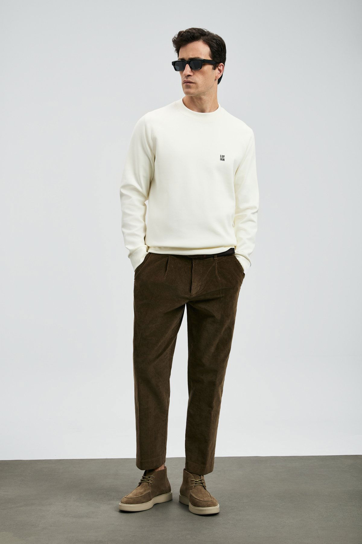Lufian Erkek Grant Sweatshirt 112030179 Kırık Beyaz - 1