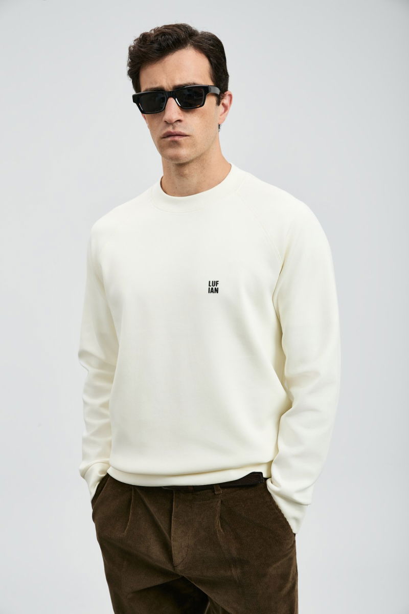 Lufian Erkek Grant Sweatshirt 112030179 Kırık Beyaz - 2