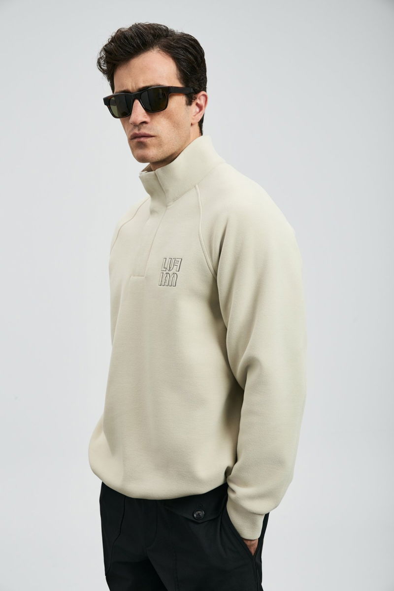 Lufian Erkek Hazel Sweatshirt 112030190 Ekru - Lufian