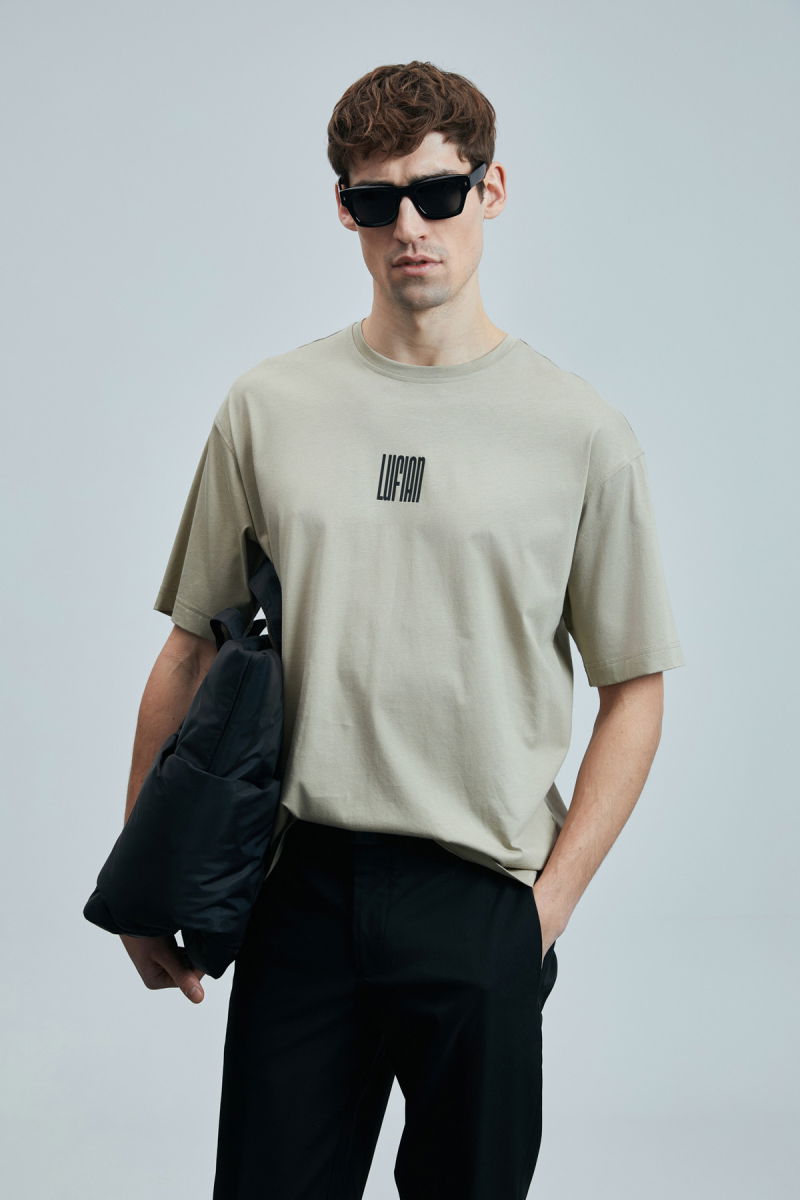 Lufian Erkek Helıx Modern Grafik T-Shirt 111020245 Bej - 2