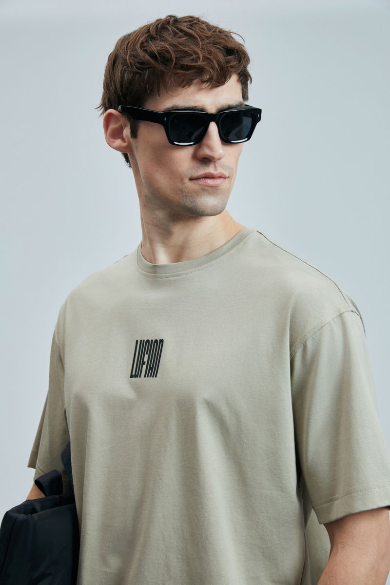 Lufian Erkek Helıx Modern Grafik T-Shirt 111020245 Bej - 3