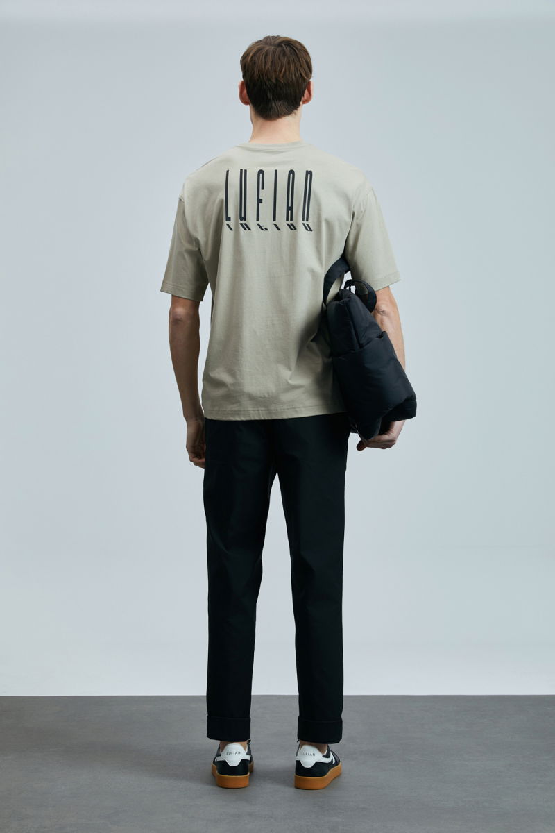 Lufian Erkek Helıx Modern Grafik T-Shirt 111020245 Bej - 4