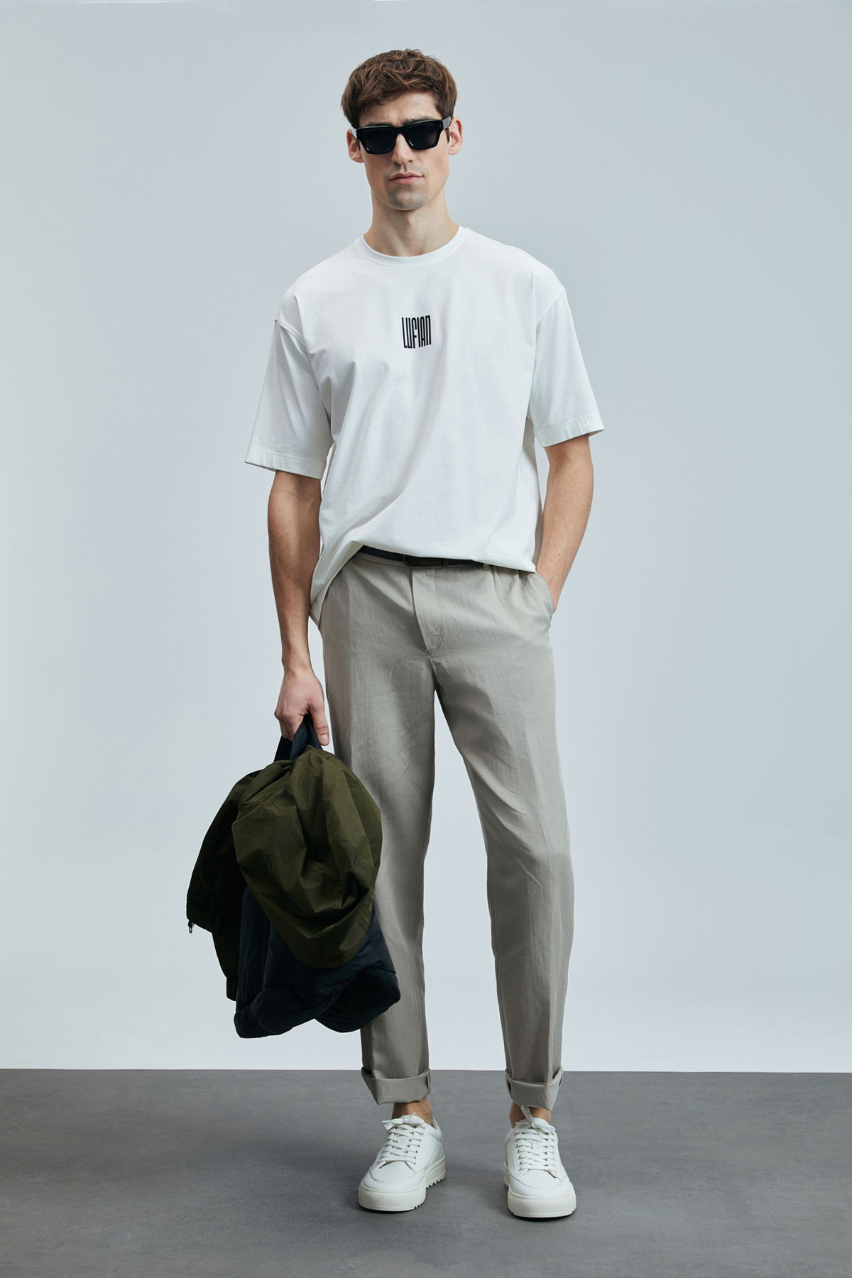 Lufian Erkek Helıx Modern Grafik T-Shirt 111020245 Kırık Beyaz - 1