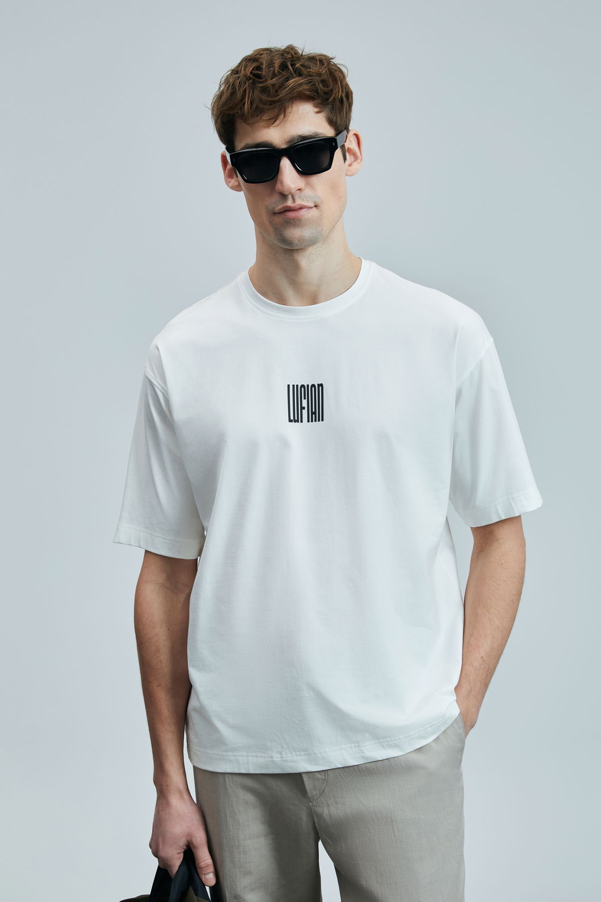 Lufian Erkek Helıx Modern Grafik T-Shirt 111020245 Kırık Beyaz - 2