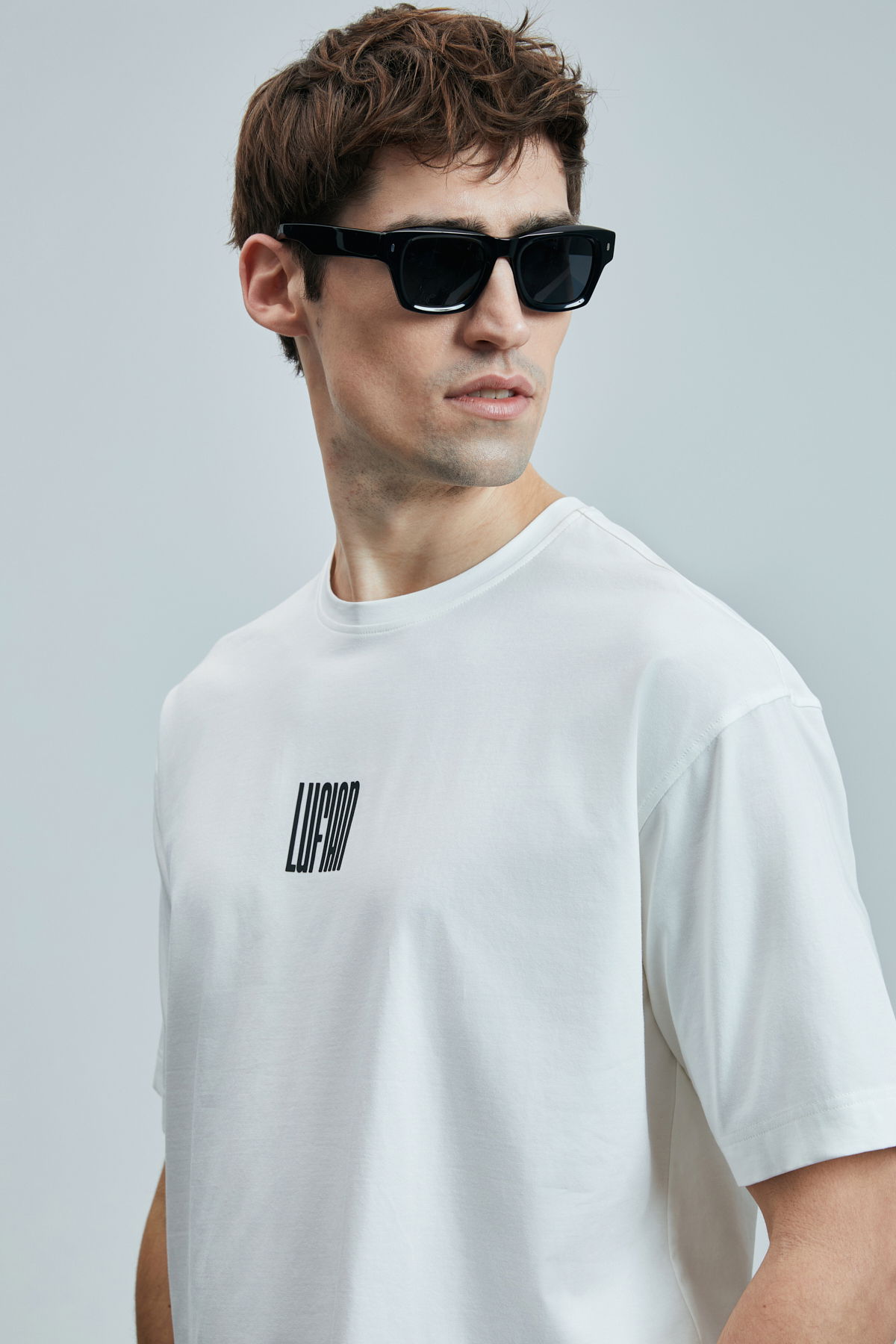 Lufian Erkek Helıx Modern Grafik T-Shirt 111020245 Kırık Beyaz - 3
