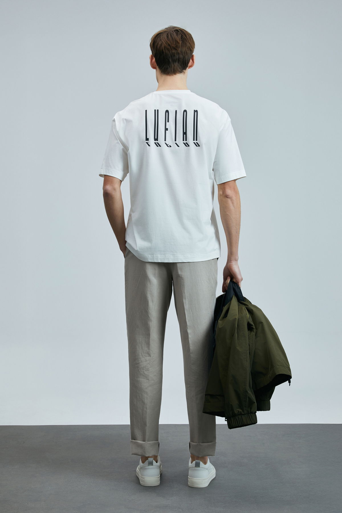 Lufian Erkek Helıx Modern Grafik T-Shirt 111020245 Kırık Beyaz - 4