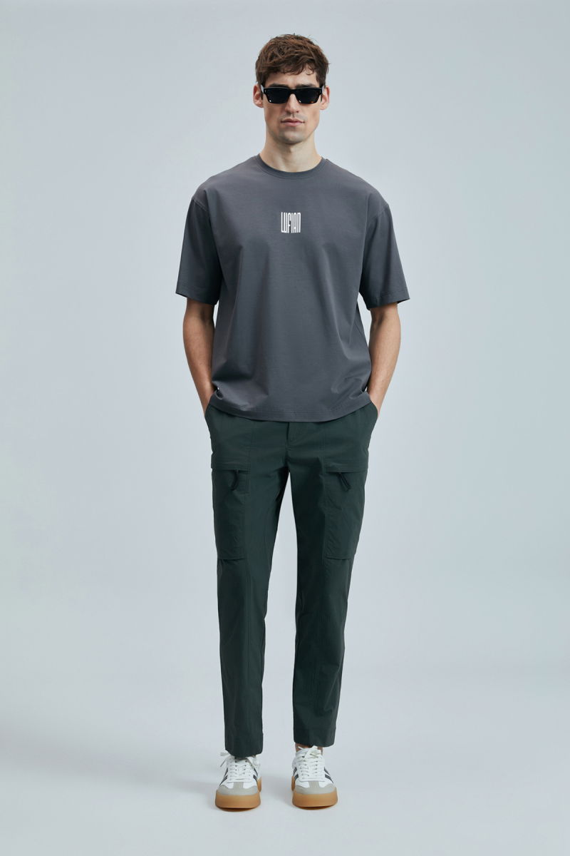 Lufian Erkek Helıx Modern Grafik T-Shirt 111020245 Koyu Gri - 1