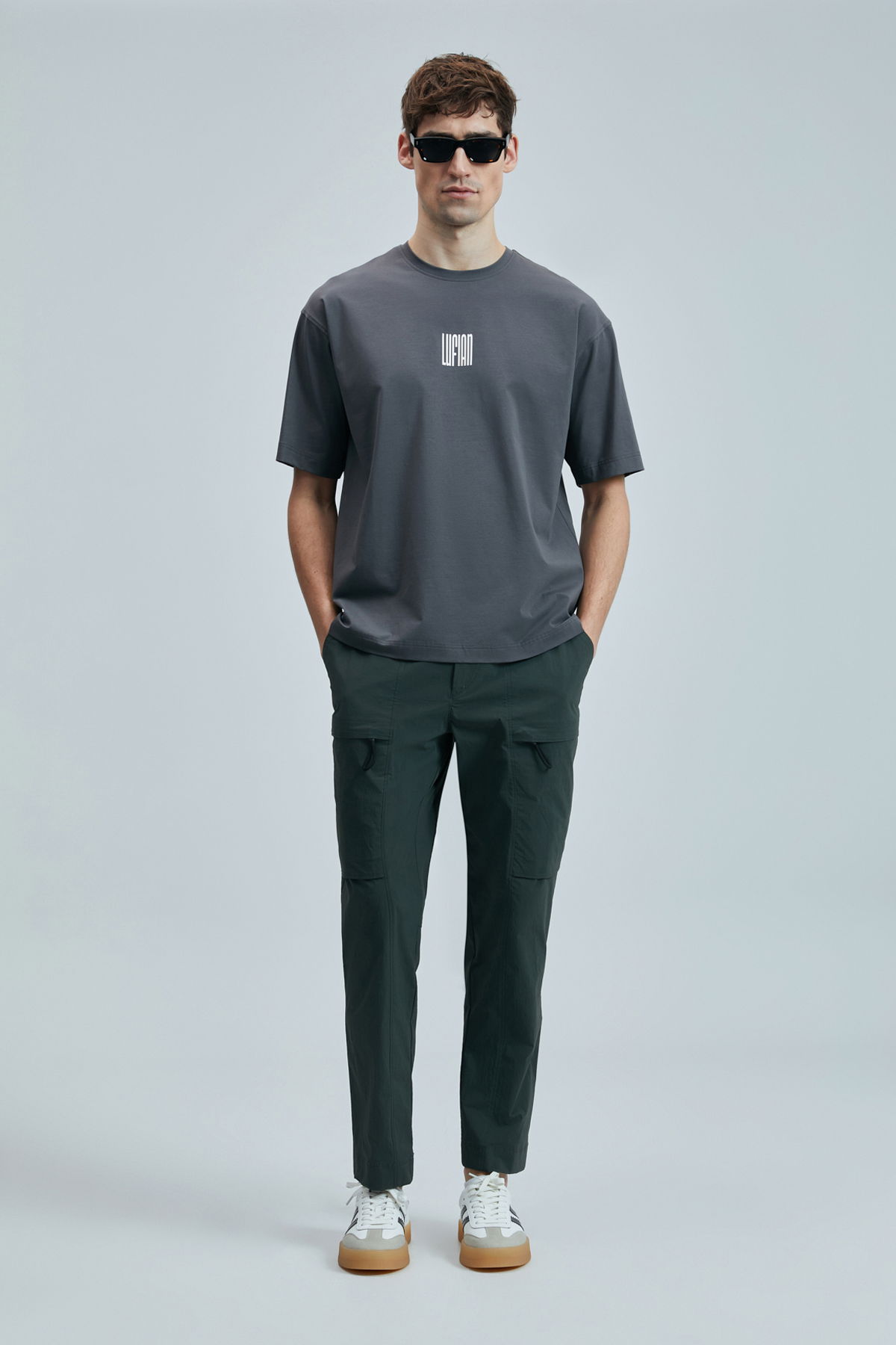 Lufian Erkek Helıx Modern Grafik T-Shirt 111020245 Koyu Gri - 1