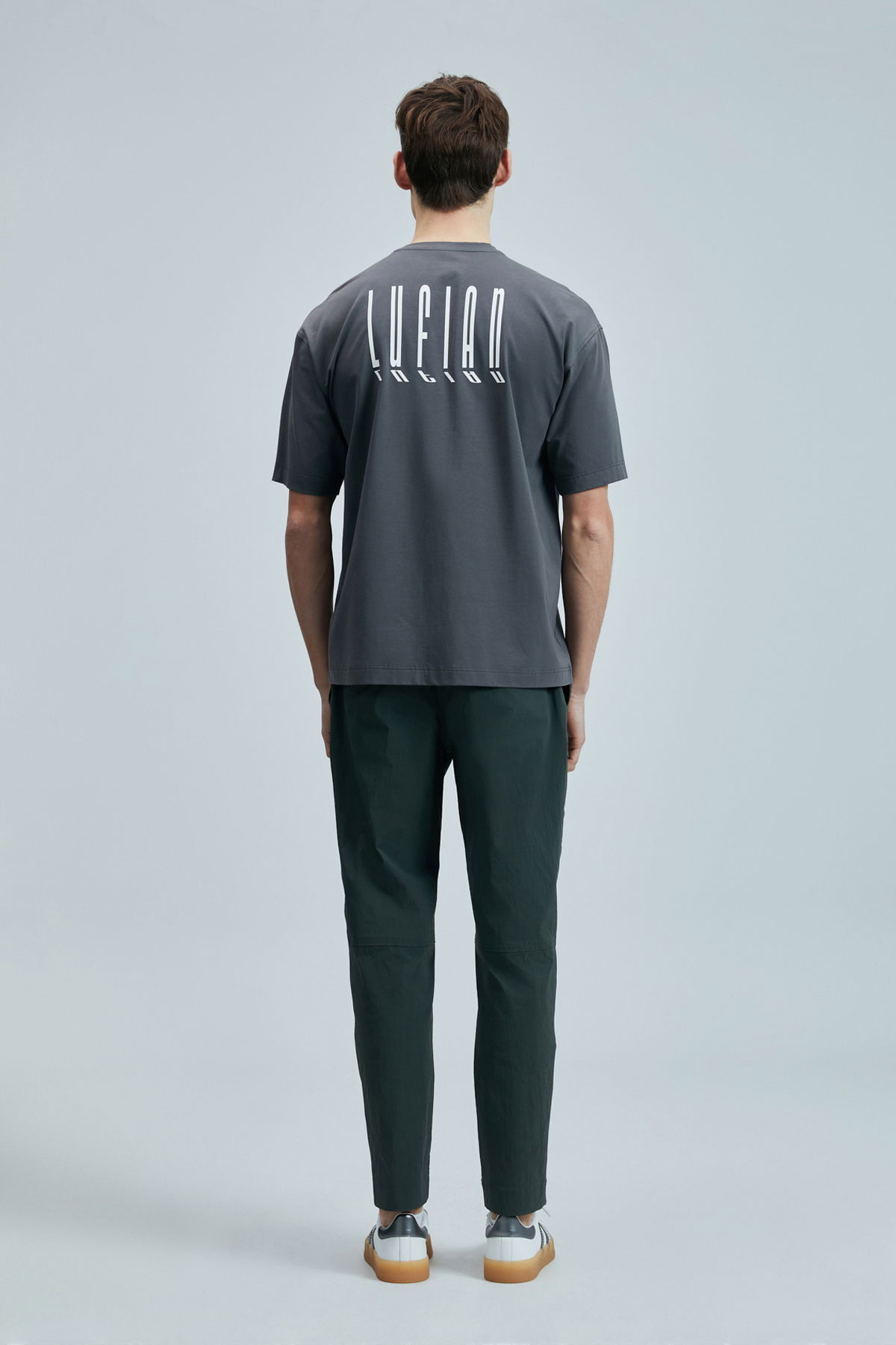 Lufian Erkek Helıx Modern Grafik T-Shirt 111020245 Koyu Gri - 4