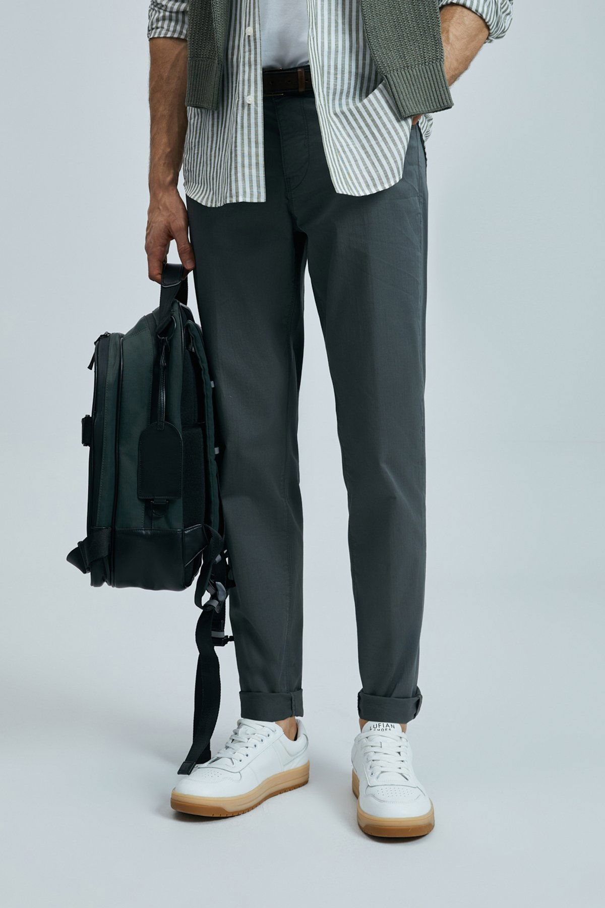 Lufian Erkek Helt 5 Cep Slim Fit Spor Pantolon 111190347 Koyu Yeşil - 3