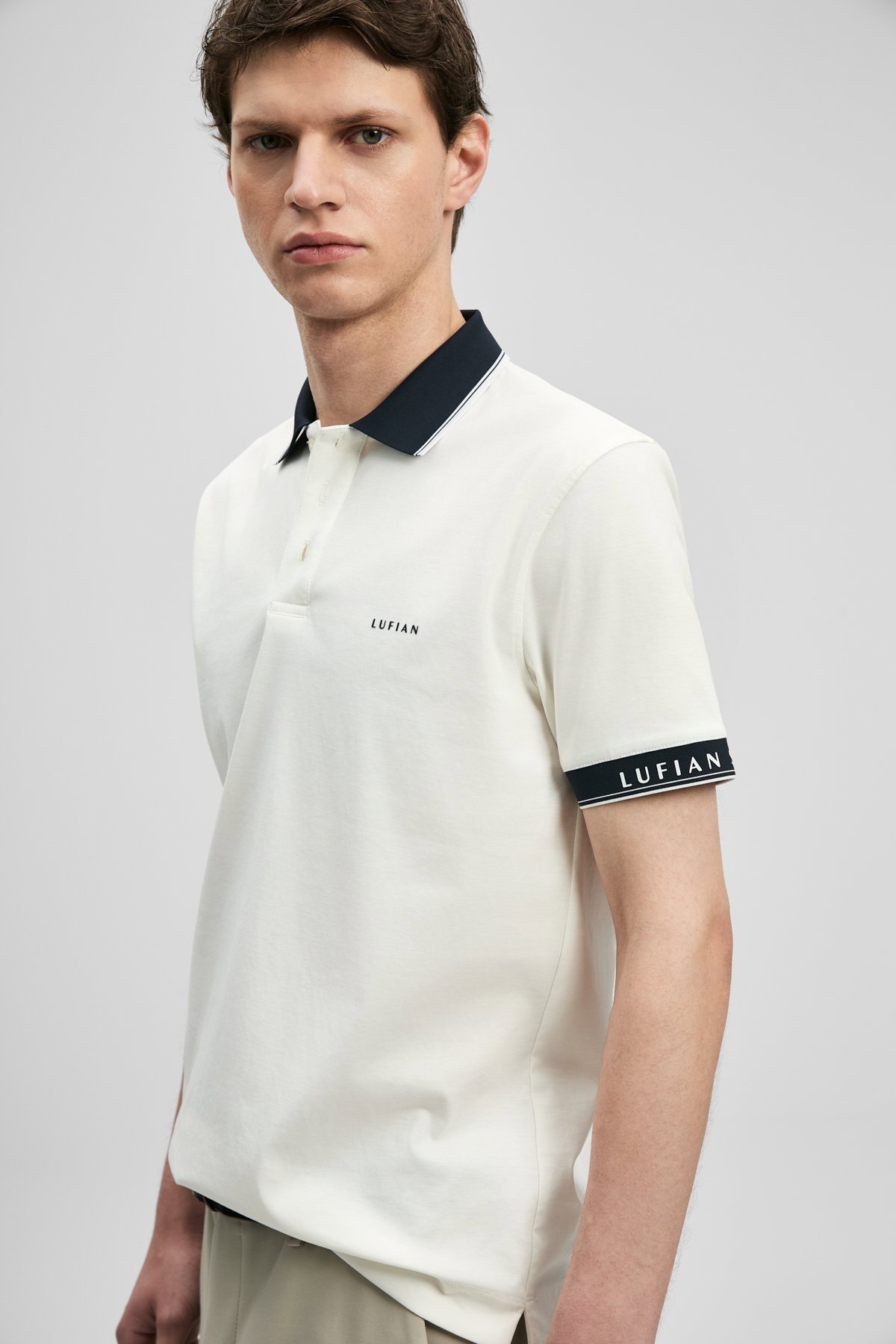 Lufian Erkek Hold Smart Polo T-Shirt 111040251 Kırık Beyaz - 1