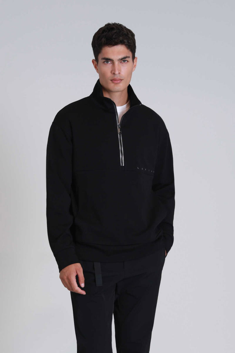 Lufian Erkek Howe Sweatshirt 112030142 Siyah - 1