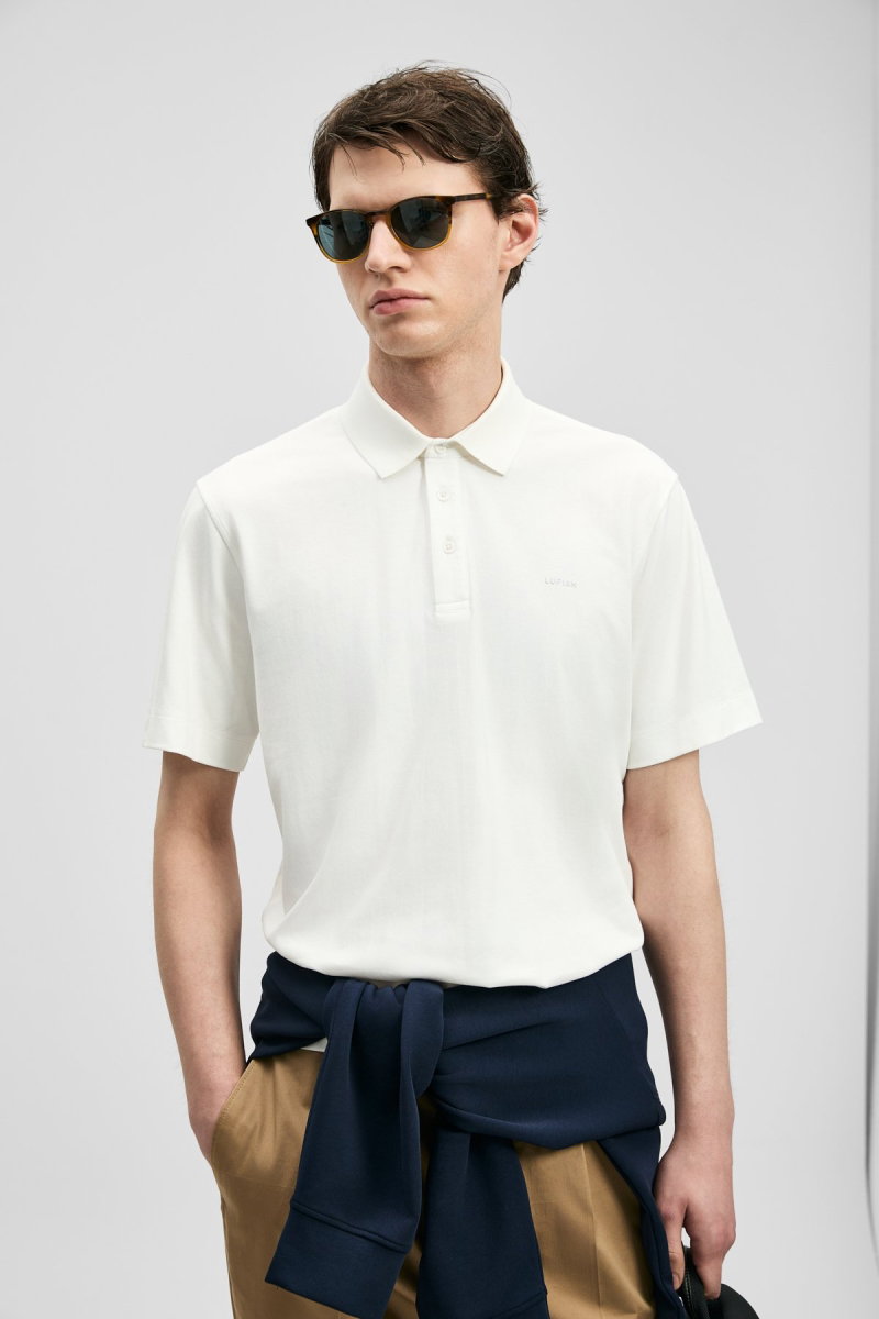 Lufian Erkek Hudson Smart Polo T-Shirt 111040234 Beyaz - Lufian