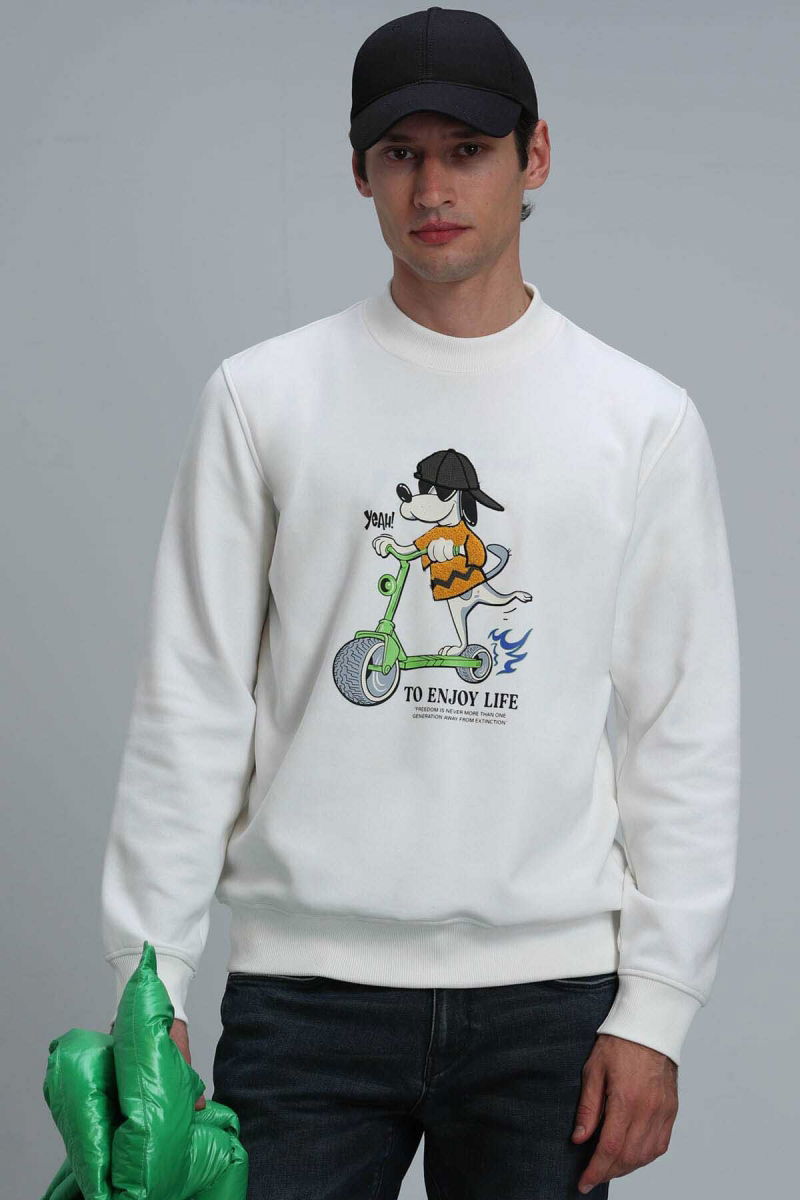 Lufian Erkek Igor Sweatshirt 112030128 Kırık Beyaz - Lufian