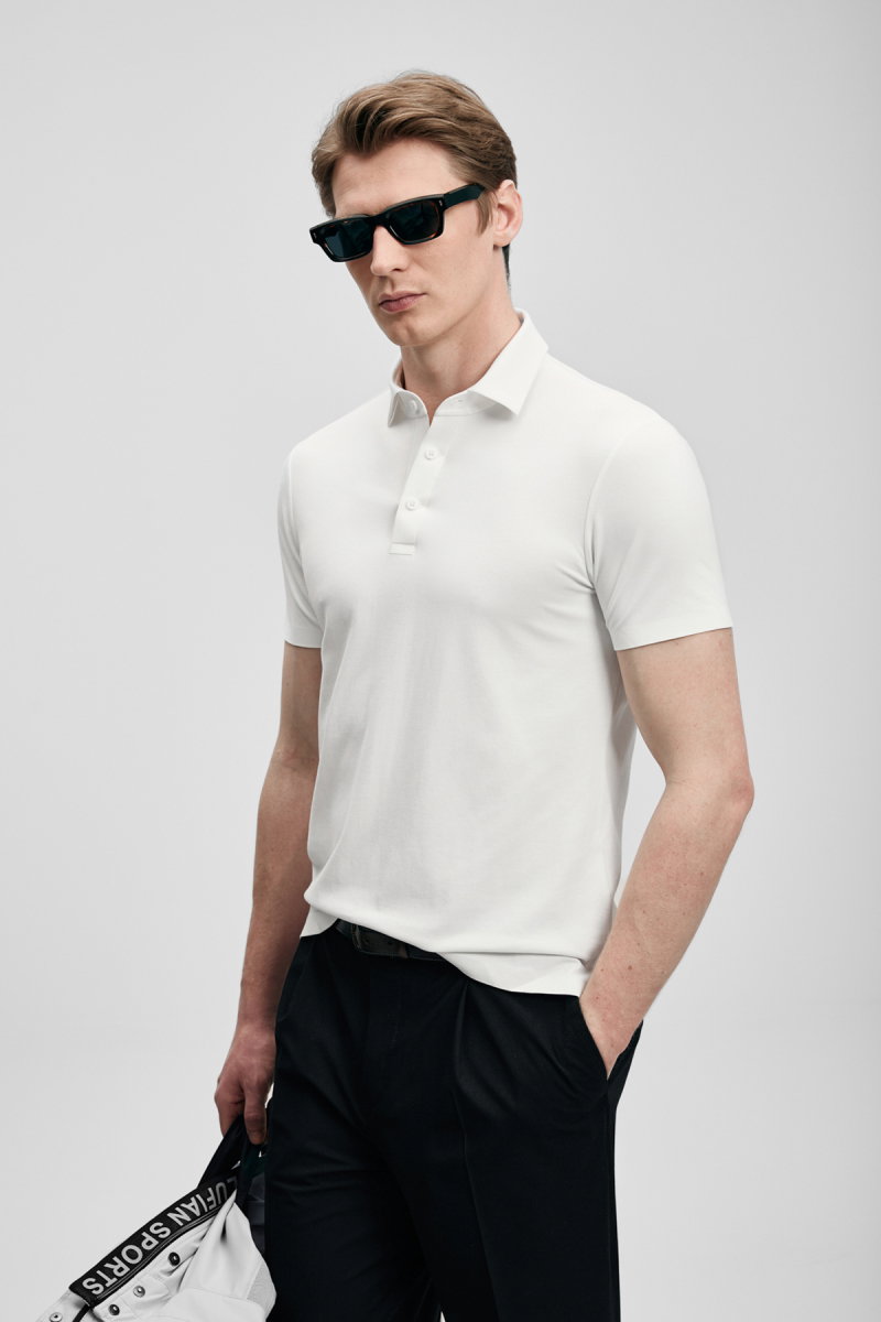 Lufian Erkek Jaxon Hi- Tech Performance Dikişsiz Polo T-Shirt 111040241 Beyaz - Lufian