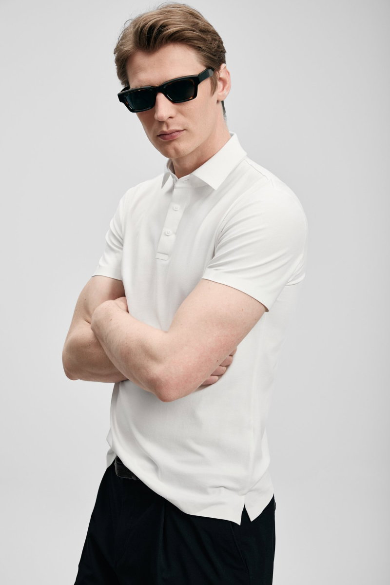 Lufian Erkek Jaxon Hi- Tech Performance Dikişsiz Polo T-Shirt 111040241 Beyaz - 3