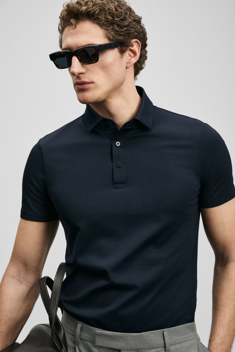 Lufian Erkek Jaxon Hi- Tech Performance Dikişsiz Polo T-Shirt 111040241 Lacivert - 3