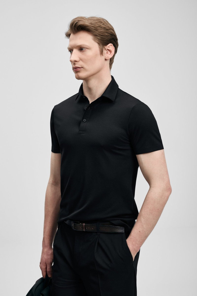 Lufian Erkek Jaxon Hi- Tech Performance Dikişsiz Polo T-Shirt 111040241 Siyah - 2