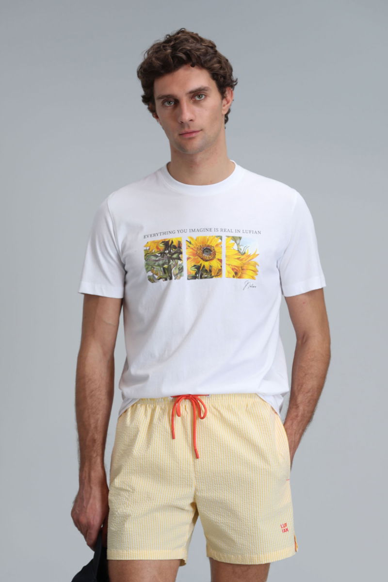 Lufian Erkek June Modern Grafik T-Shirt 111020192 Beyaz - 1