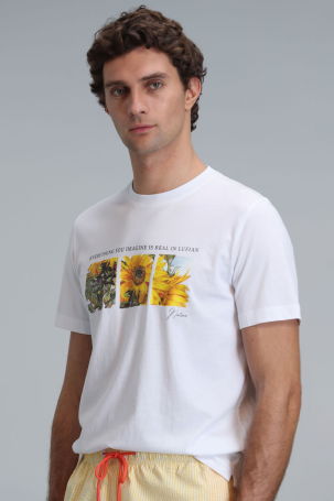 Lufian Erkek June Modern Grafik T-Shirt 111020192 Beyaz - 3