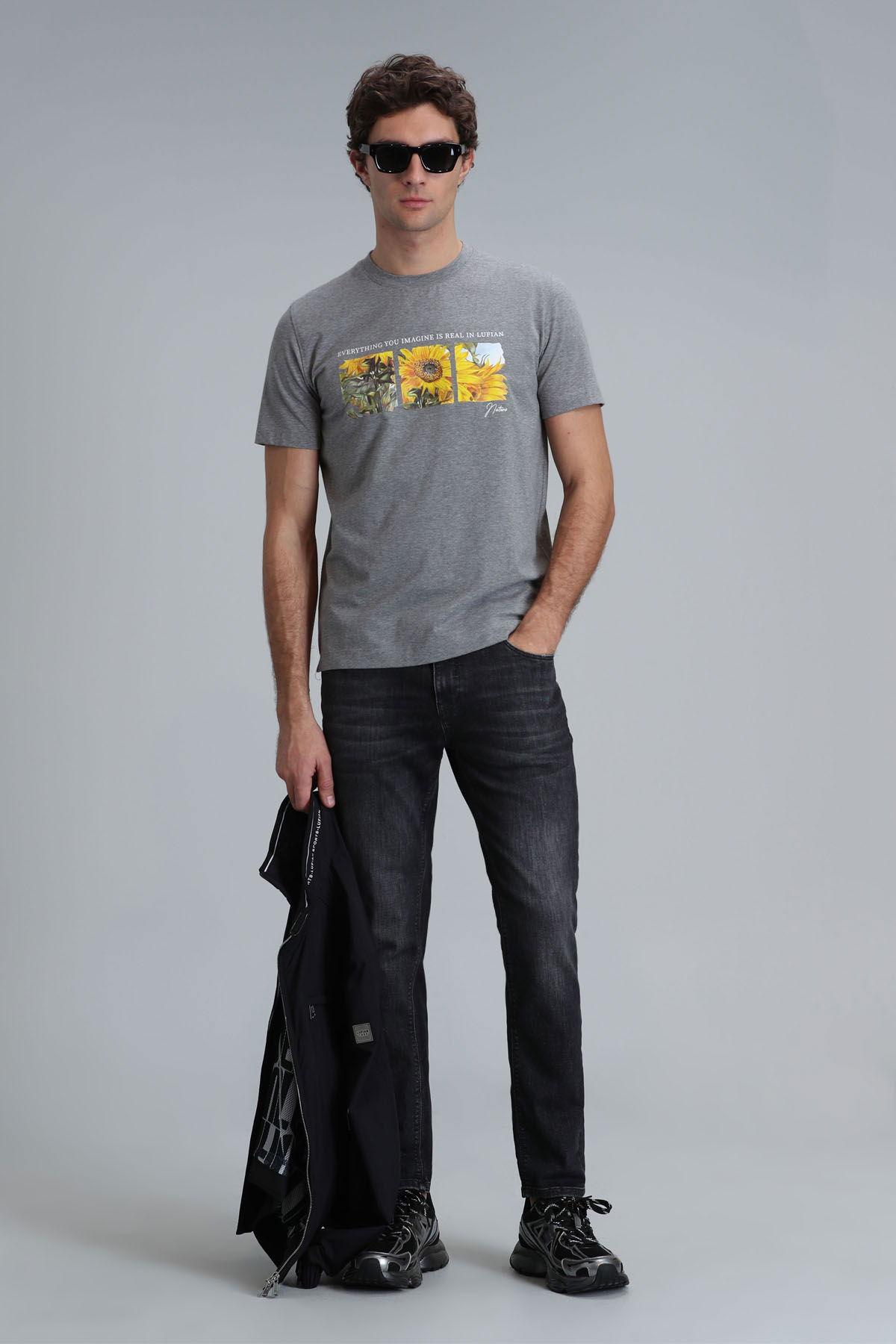 Lufian Erkek June Modern Grafik T-Shirt 111020192 Gri - 2